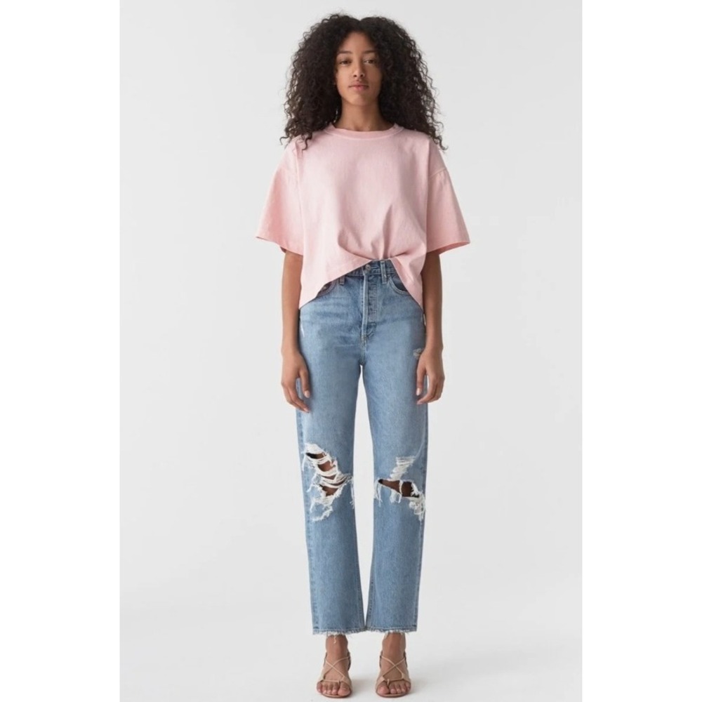 AGOLDE 90s Mid Rise Loose Fit Jeans Fall Out Distressed Ripped Denim 25 A069C811